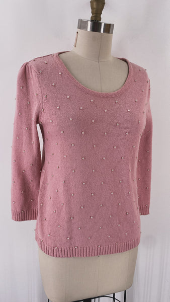 Christina Pink with Pearl Accents Sweater, S
