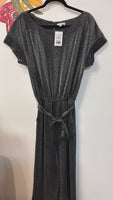 Evereve Black Metallic Jumpsuit, M