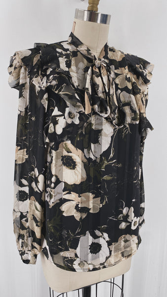 New Banana Republic Black Print Top, S
