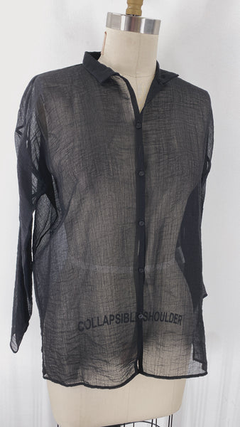 Eileen Fisher Black Sheer Top, S Petite