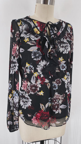 White House Black Market Black Print Top, S