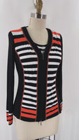 Michael Tyler 2pc Black Stripe Jacket + Top, S