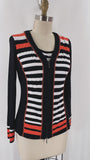 Michael Tyler 2pc Black Stripe Jacket + Top, S