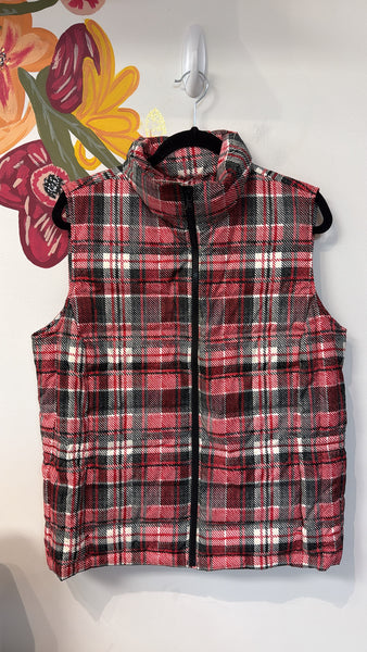 Talbots Red Plaid Vest, L