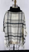New Black Plaid Poncho, One Size