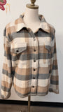 Lucky Brand Plaid Snap Front Jacket, L