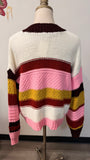 Burgundy Stripe Sweater, L
