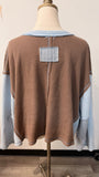 Pol Brown Waffle Knit Top, L