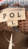 Pol Brown Waffle Knit Top, L