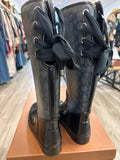 Coach Black Tristee Logo Lace-Up Rain Boots, 10
