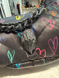 Kurt Geiger Black Heart Print Shoulder Bag, 9"x5"