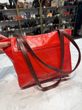 Hobo Red Leather Shoulder Bag, 13"x9"