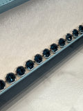 Touchstone Crystal by Swarovski Silver with Blue Stones Bracelet, 7"