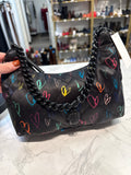 Kurt Geiger Black Heart Print Shoulder Bag, 9"x5"